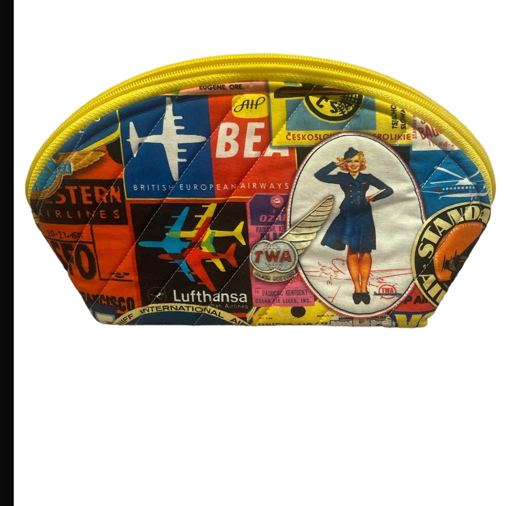 Quilted travel bag or cosmetics bag.